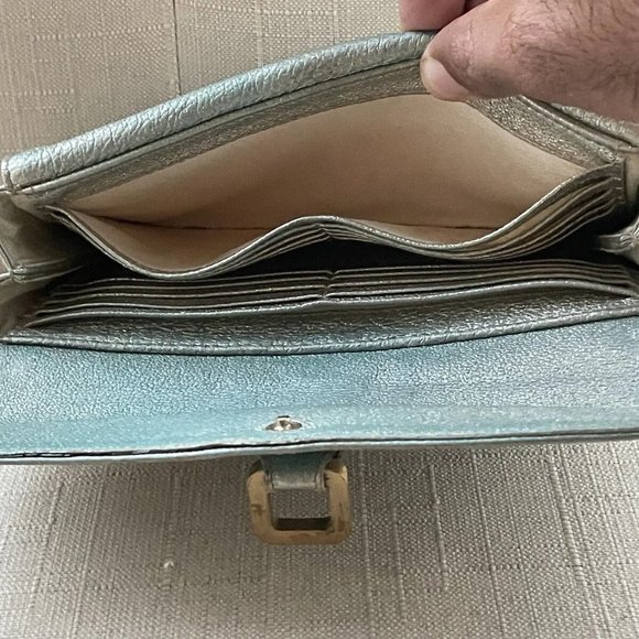 Jimmy Choo Women Wallet Cardholder Blue Leather Wristlet Clutch Purse Made Italy - Picture 9 of 12